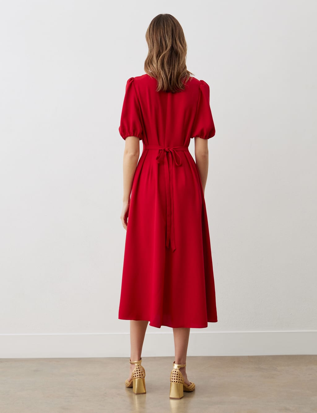 Button through midi tea dress top