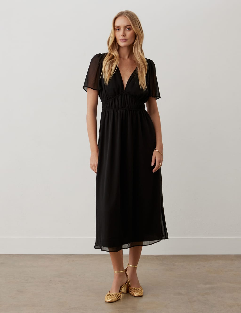V-Neck Midaxi Waisted Dress 1 of 5