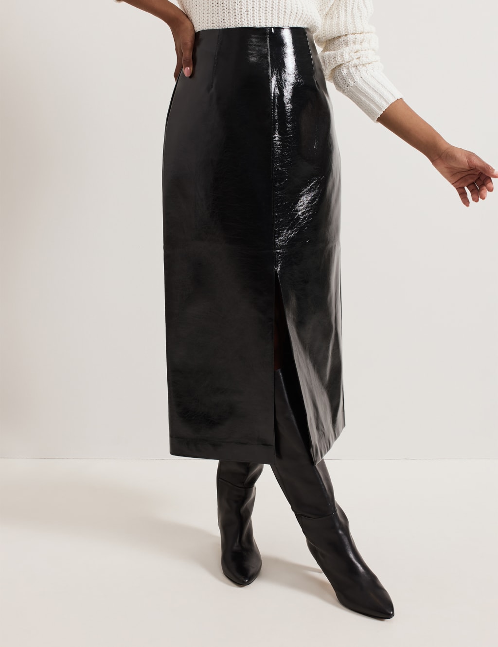 Split Front Midi Pencil Skirt