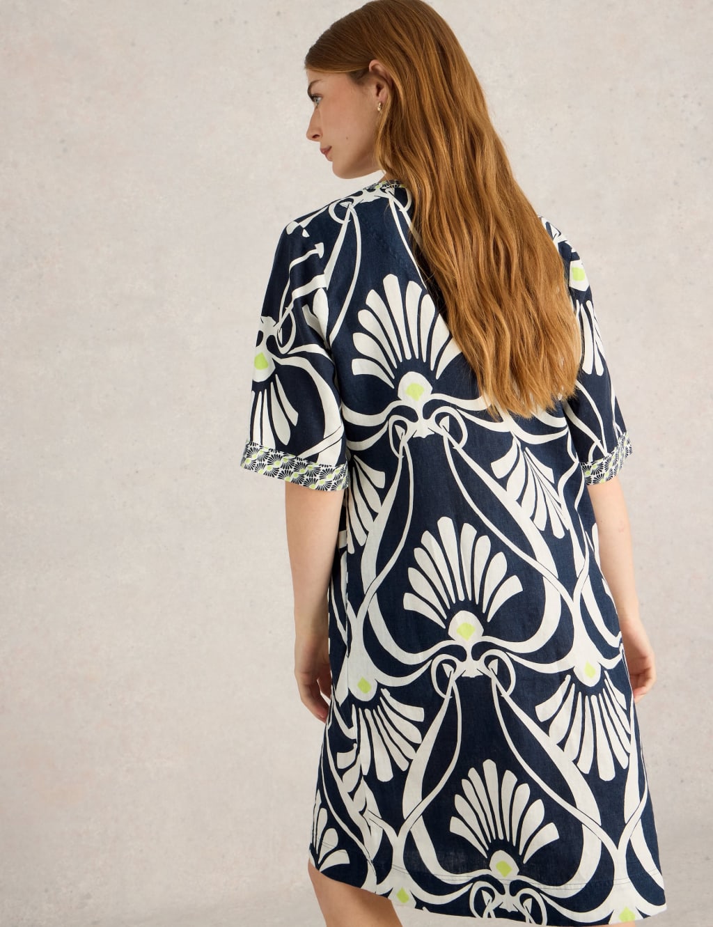 Pure Linen Printed Mini Tea Dress 4 of 6