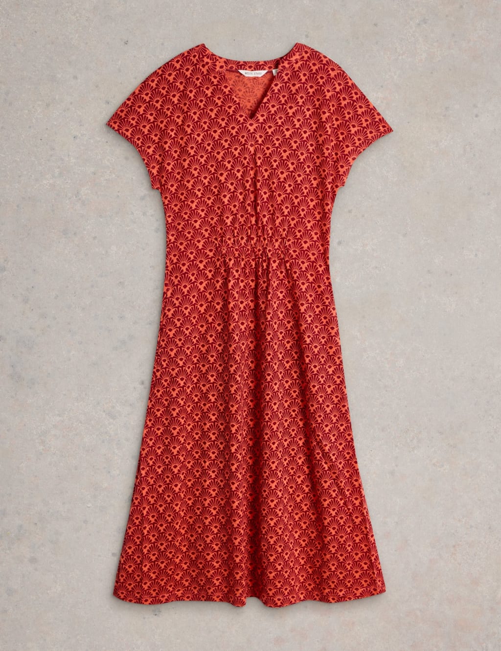Pure Linen Jersey Printed V-Neck Midi Dress 2 of 6