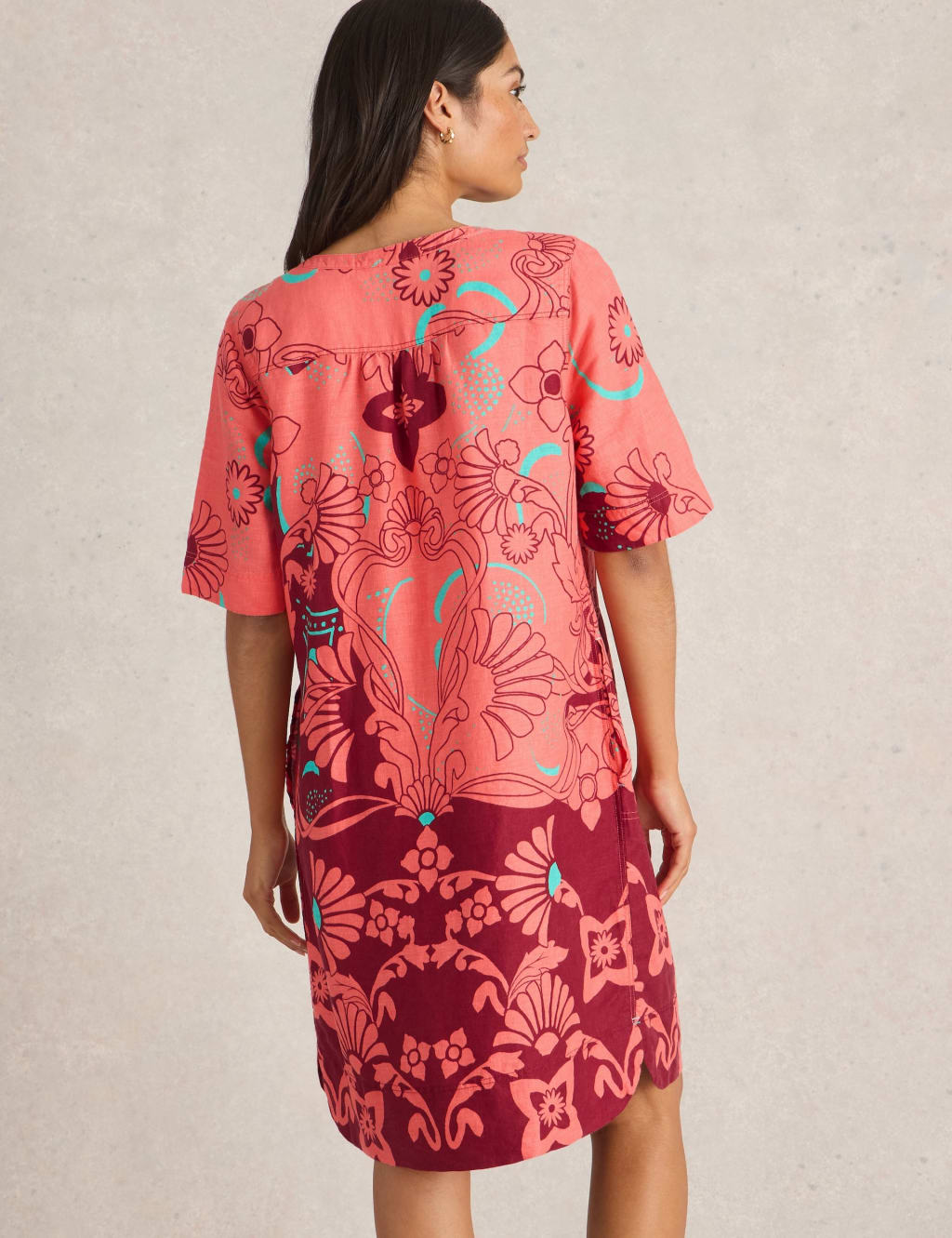 Pure Linen Printed Knee Length Relaxed Dress 4 of 6
