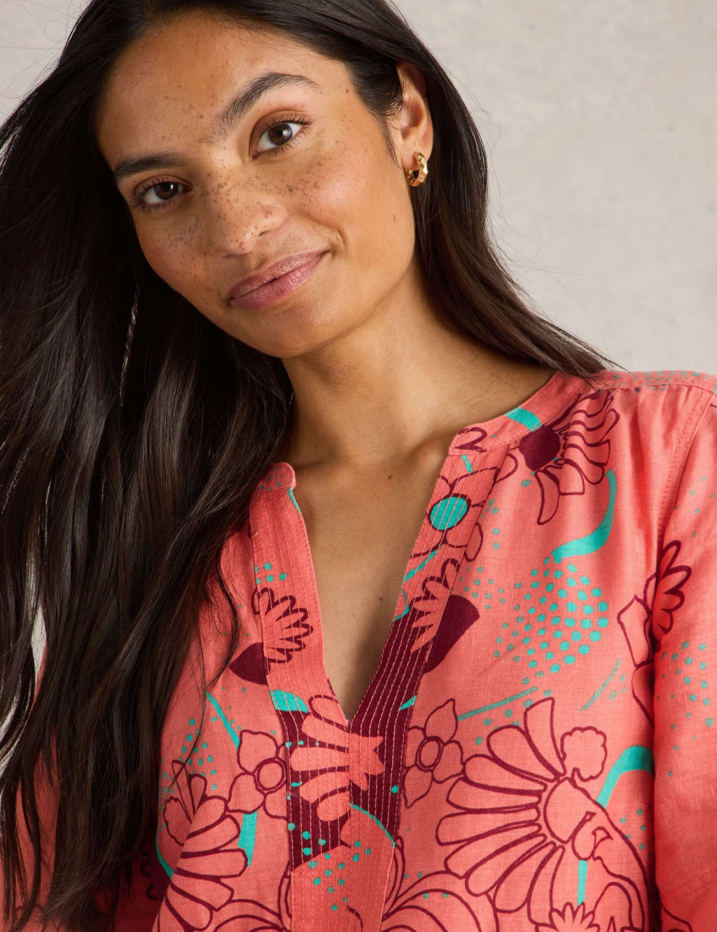 Pure Linen Printed Knee Length Relaxed Dress 5 of 6