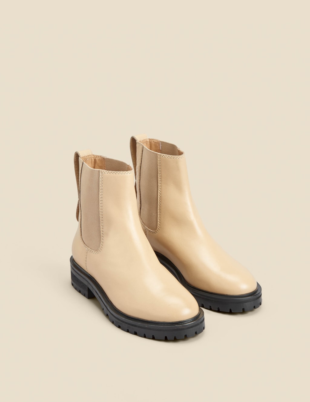Leather Chelsea Cleated Flat Ankle Boots 2 of 4