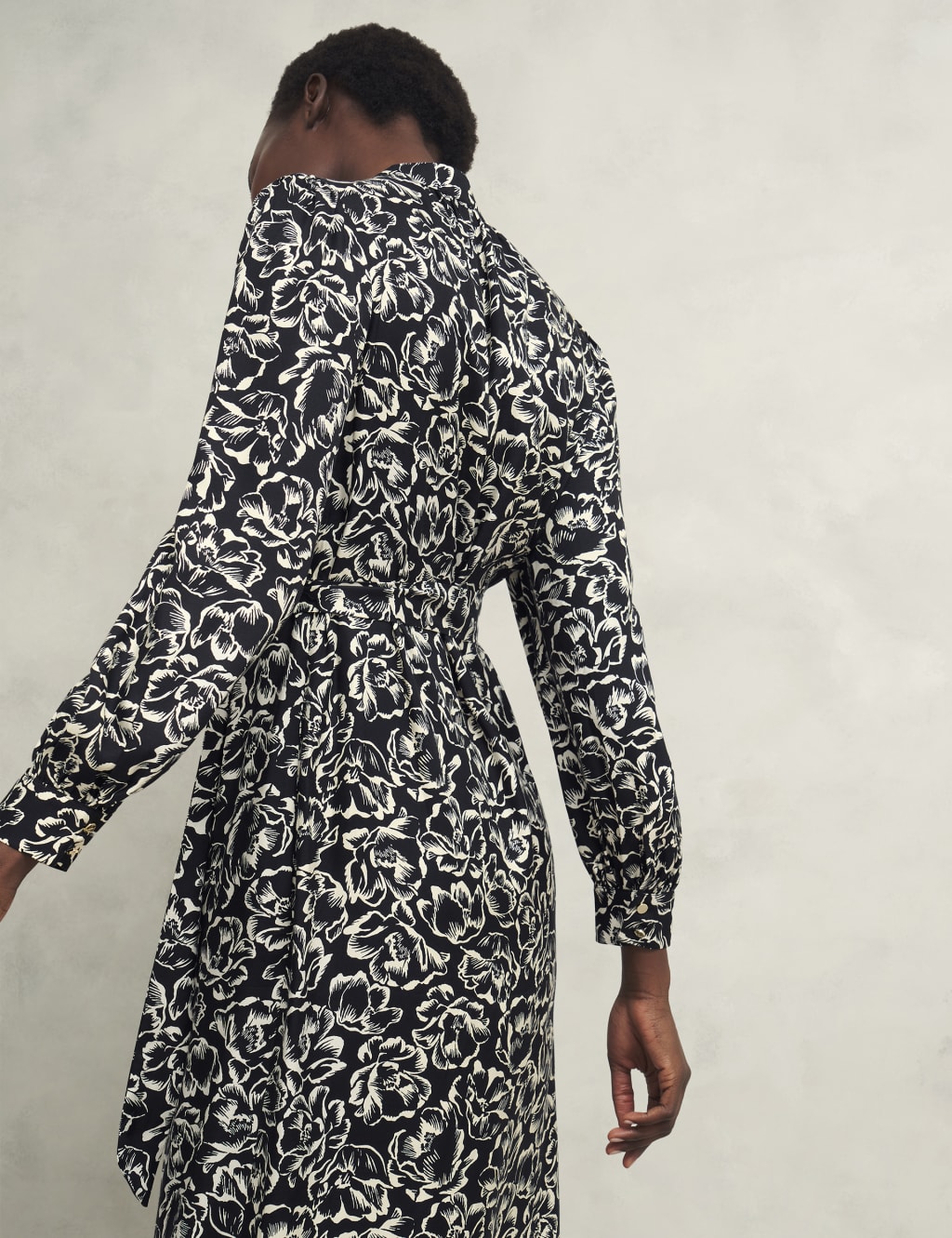 Floral High Neck Midi Waisted Dress 4 of 9