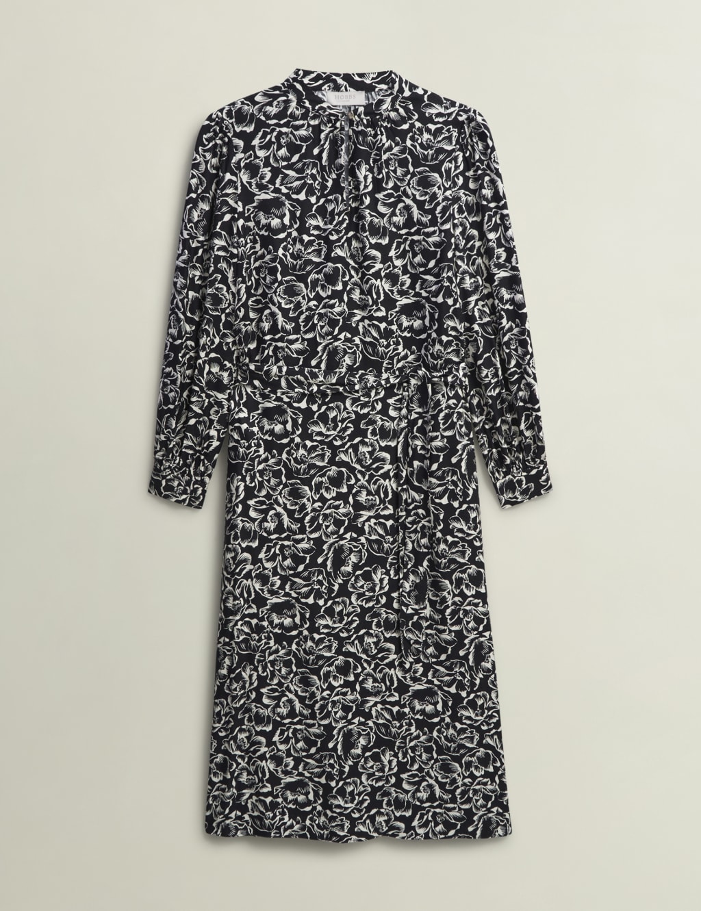 Floral High Neck Midi Waisted Dress 2 of 9