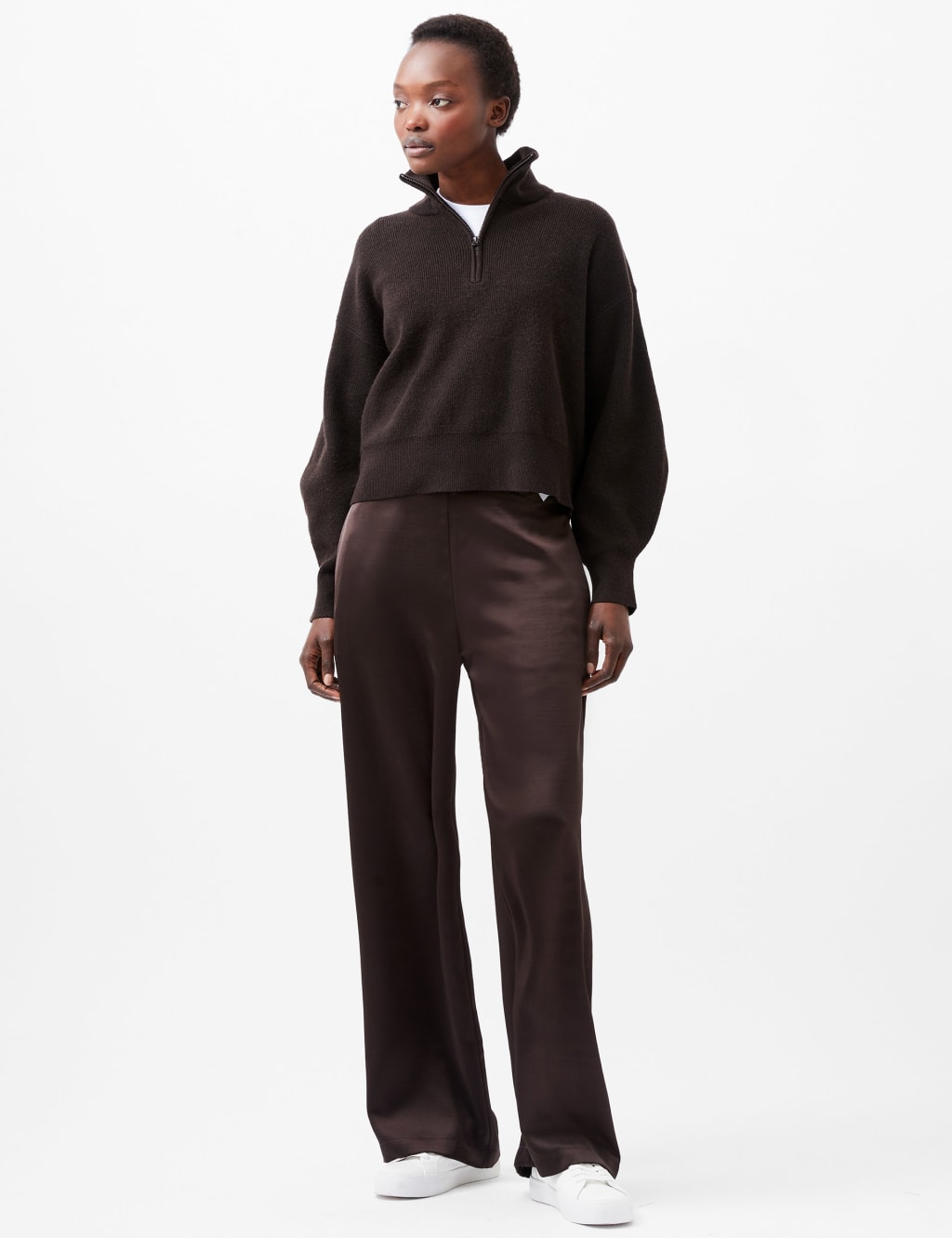 Ribbed Half Zip Jumper with Wool 1 of 4