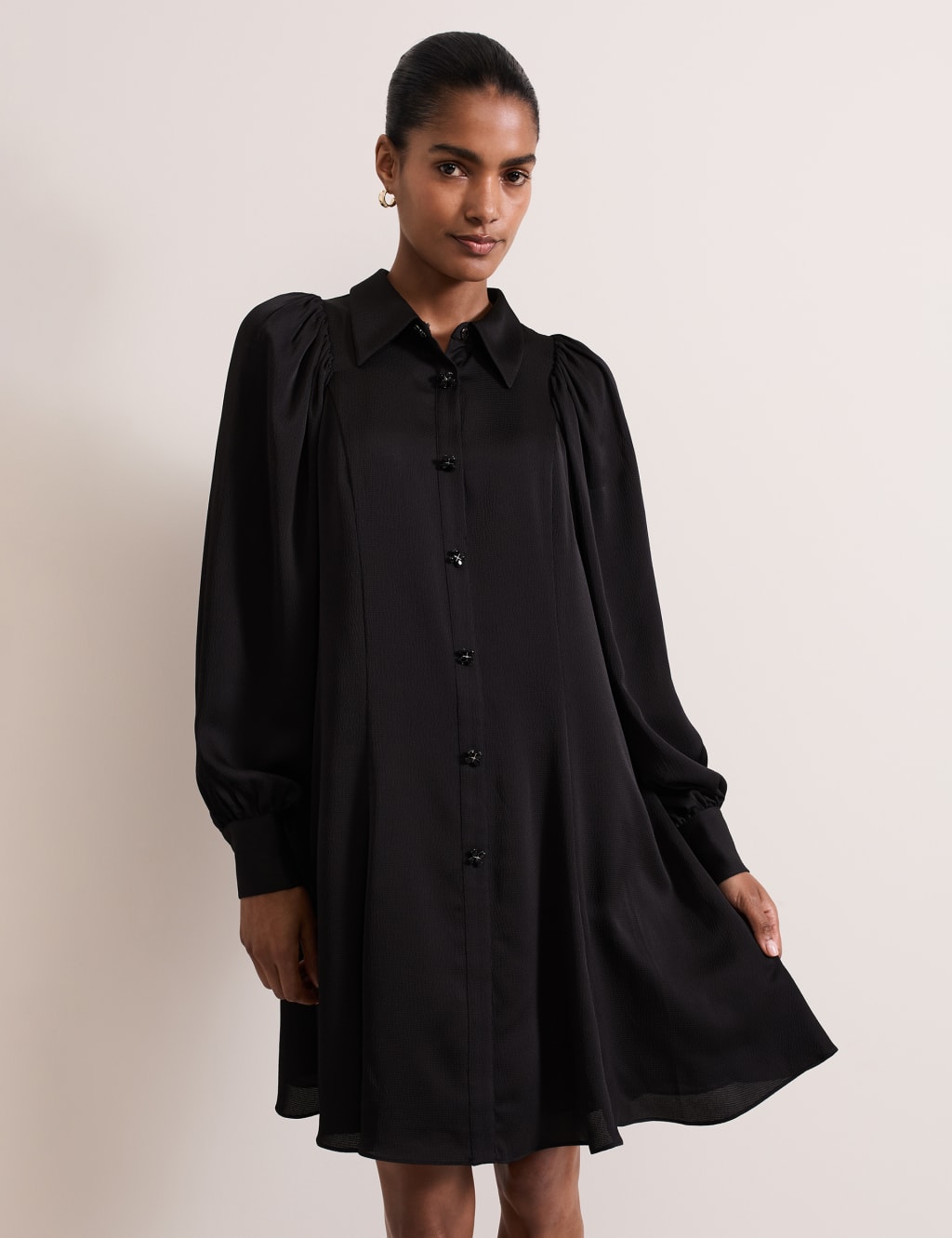 Black knee length shirt dress best sale