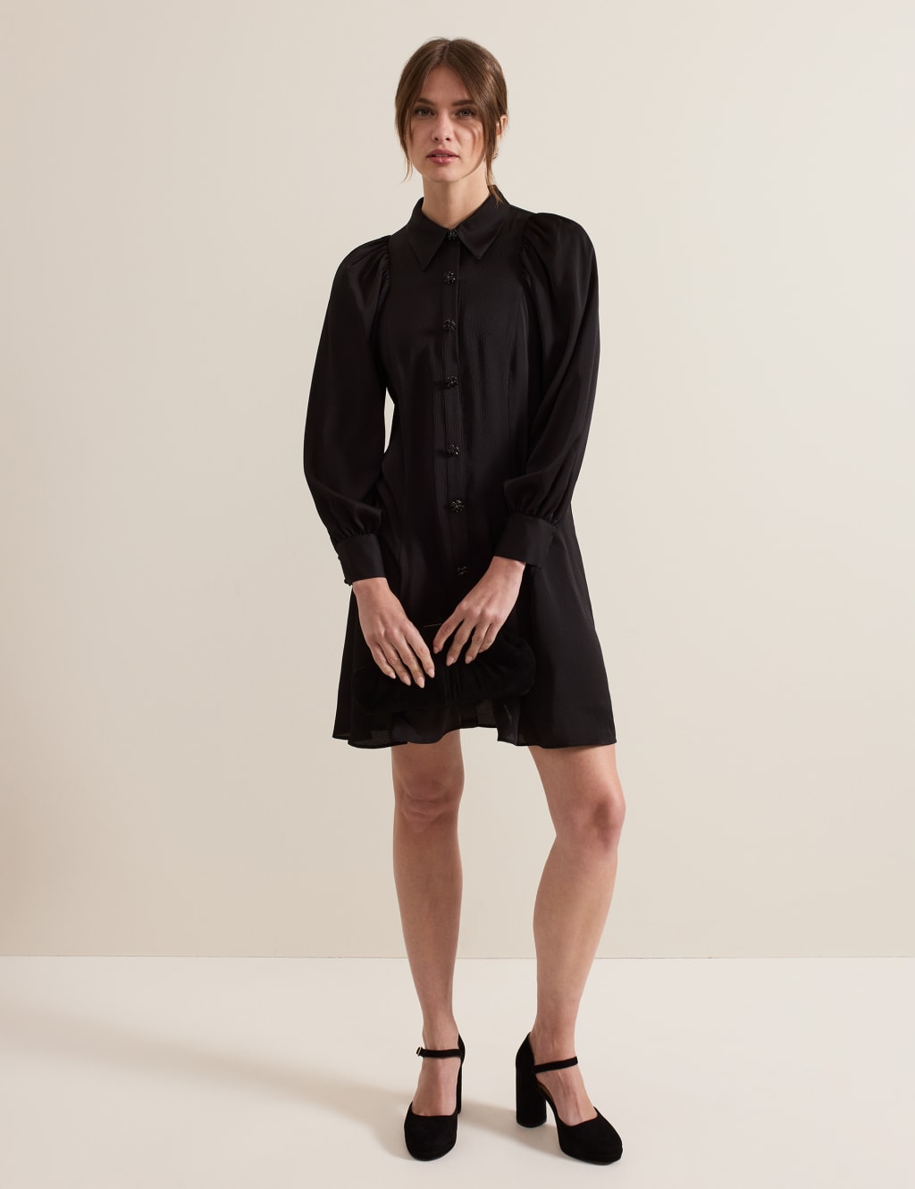 Black knee length shirt dress cheap
