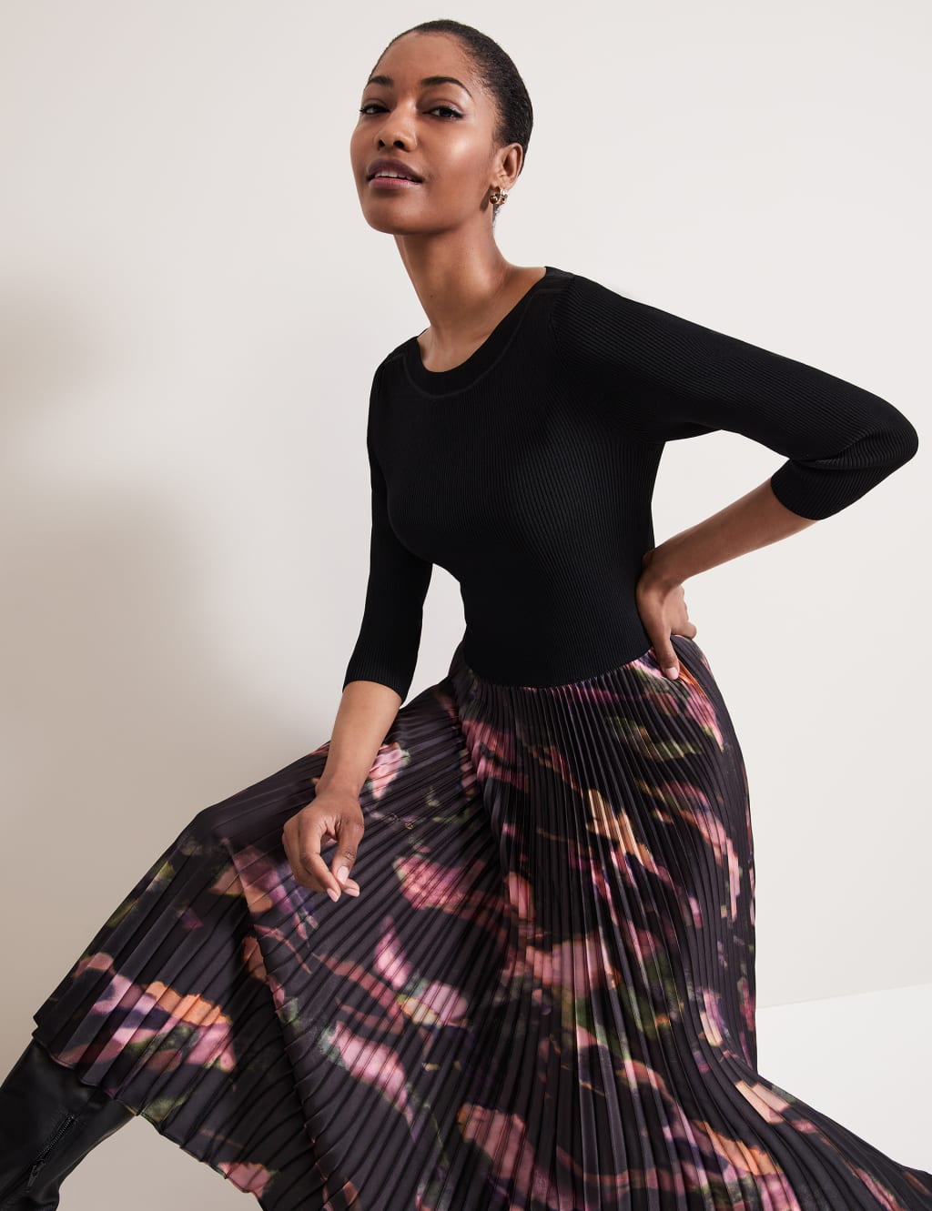 Midi skater dress with sleeves deals