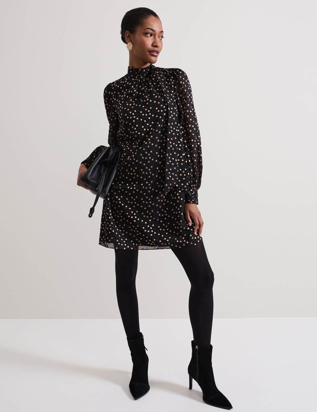 Polka Dot High Neck Mini Swing Dress Phase Eight M S
