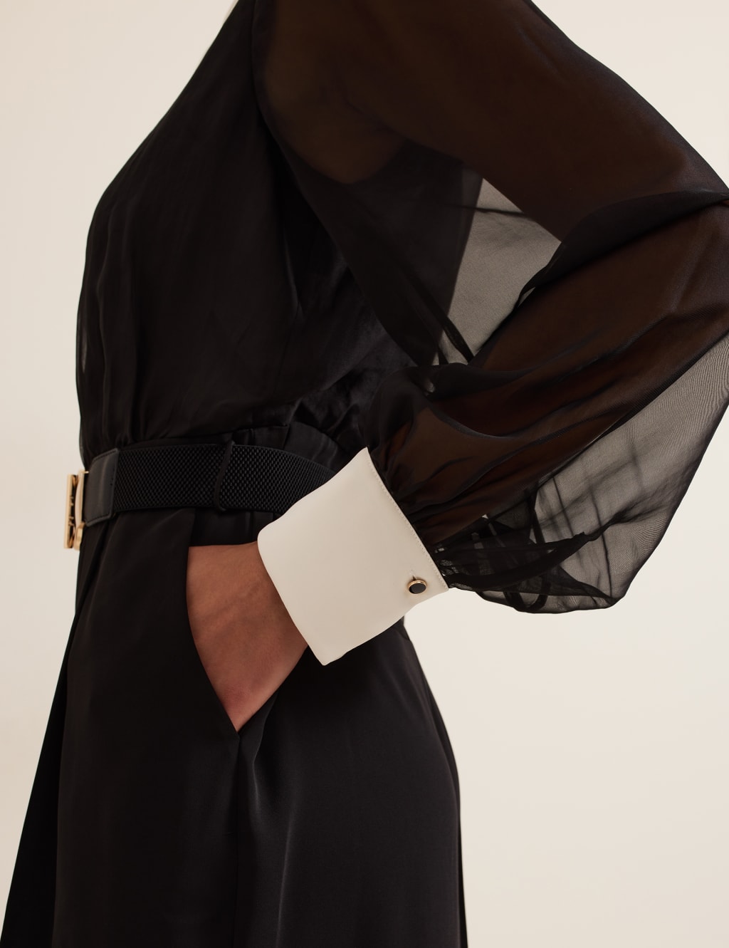 Belted Long Sleeve Waisted Jumpsuit 7 of 8