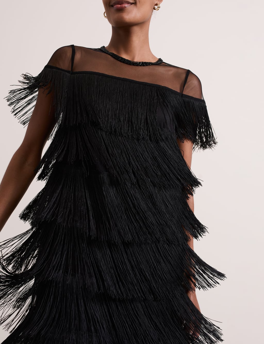 Fringed Mini Shift Dress Phase Eight M S