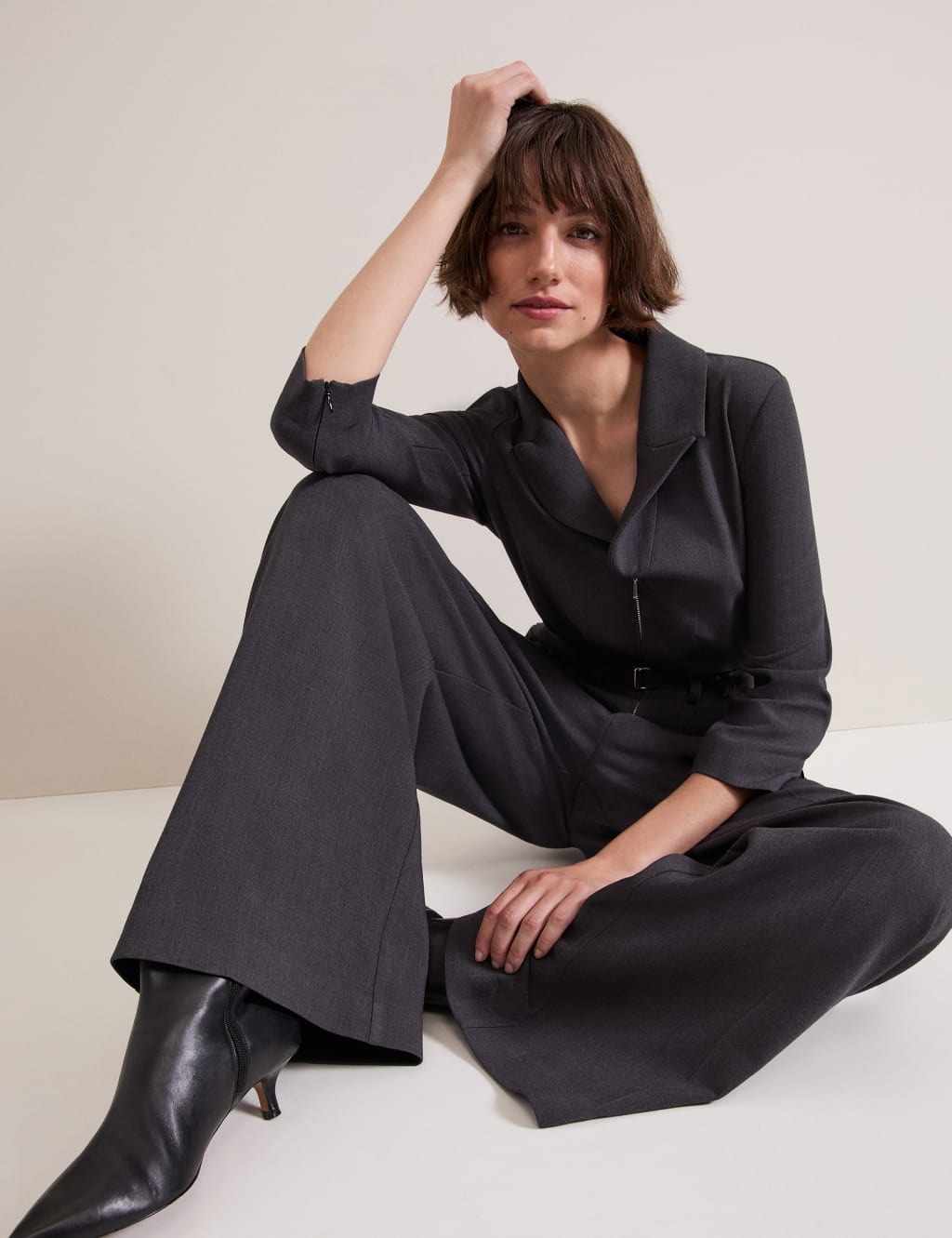 Belted 3 4 Sleeve Tailored Jumpsuit Phase Eight M S