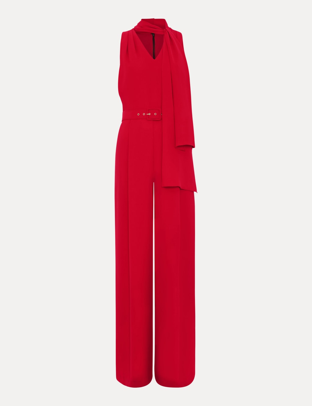 【激安通販 オンラインショップ】日用品 Belted Jumpsuit Sleeveless Neck Tie トップス