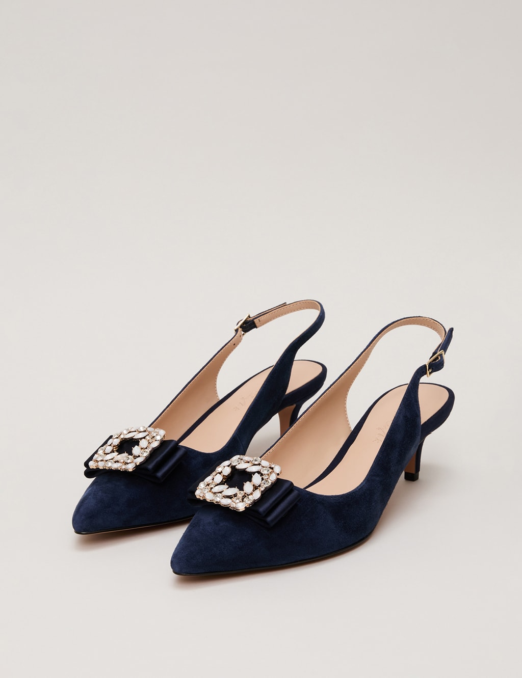 Suede Embellished Kitten Heel Court Shoes 6 of 9