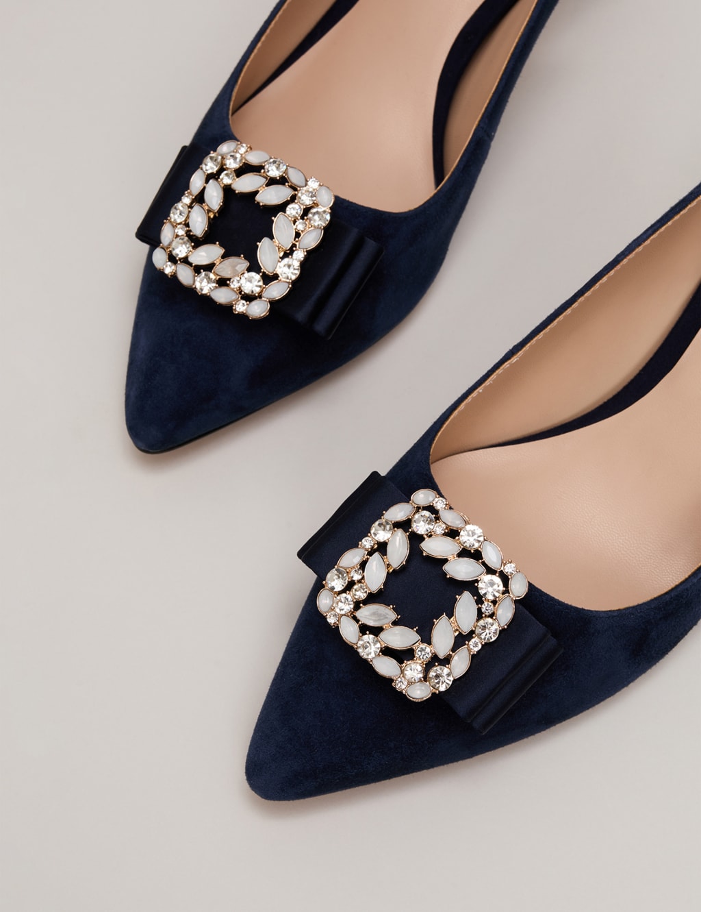 Suede Embellished Kitten Heel Court Shoes 8 of 9