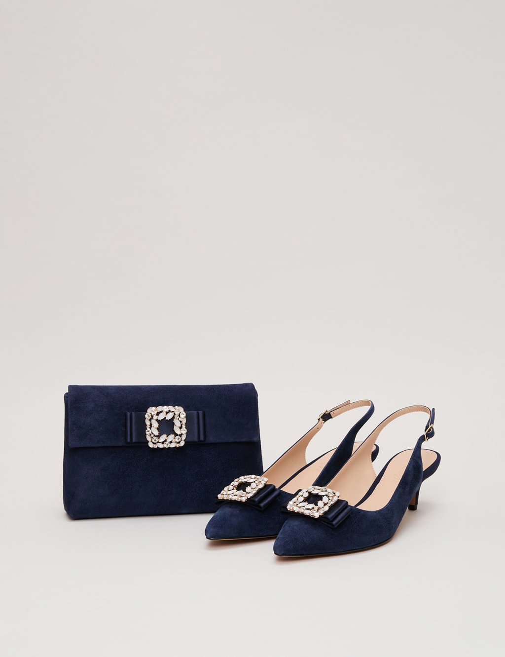 Suede Embellished Kitten Heel Court Shoes 9 of 9