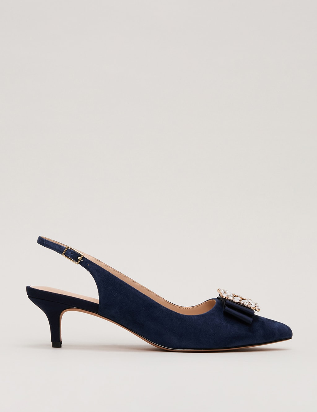 Suede Embellished Kitten Heel Court Shoes 2 of 9