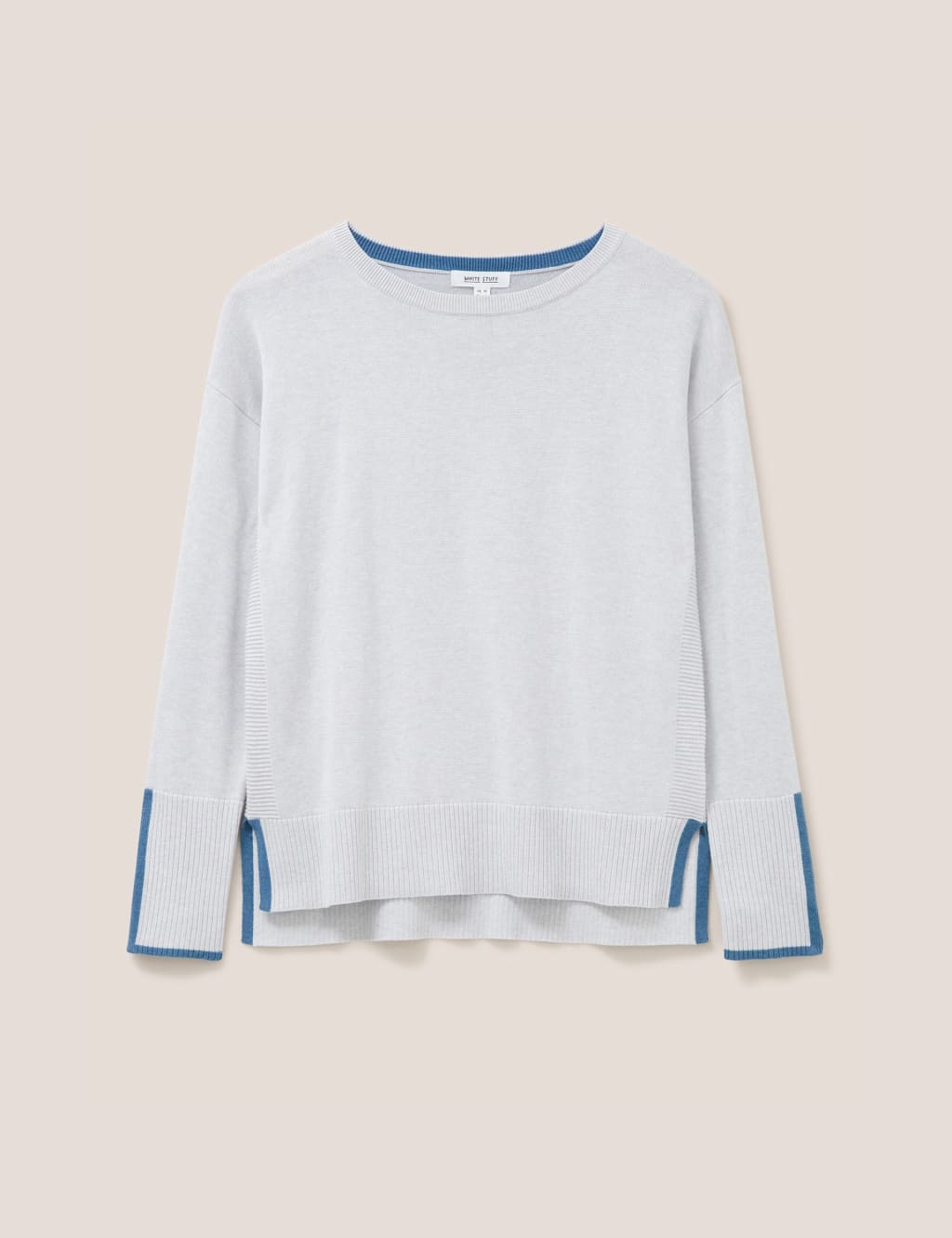 Cotton Rich Crew Neck Stepped Hem Jumper 2 of 6