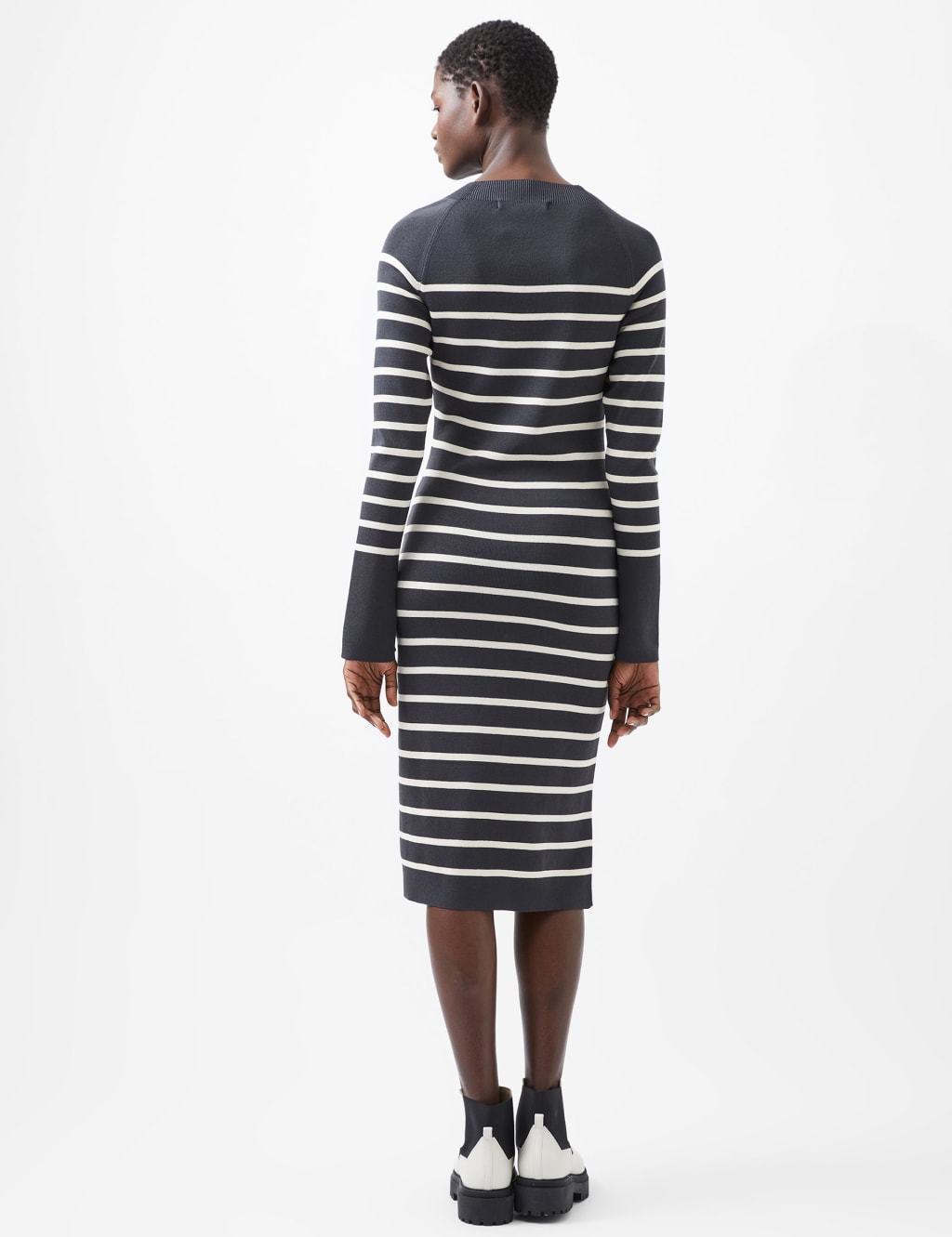 Striped Knitted Knee Length Column Dress 3 of 4