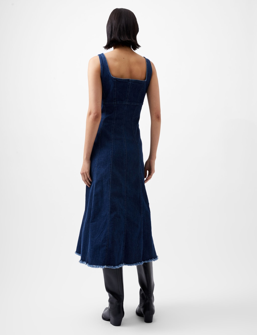 Denim Square Neck Midi Smock Dress 3 of 4