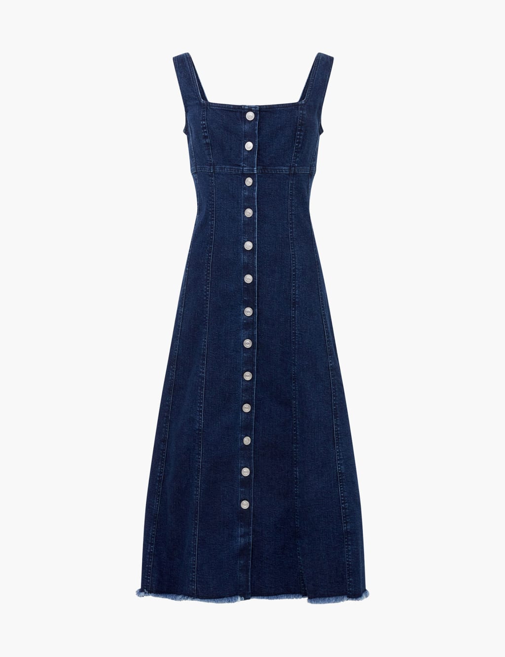 Denim Square Neck Midi Smock Dress 2 of 4