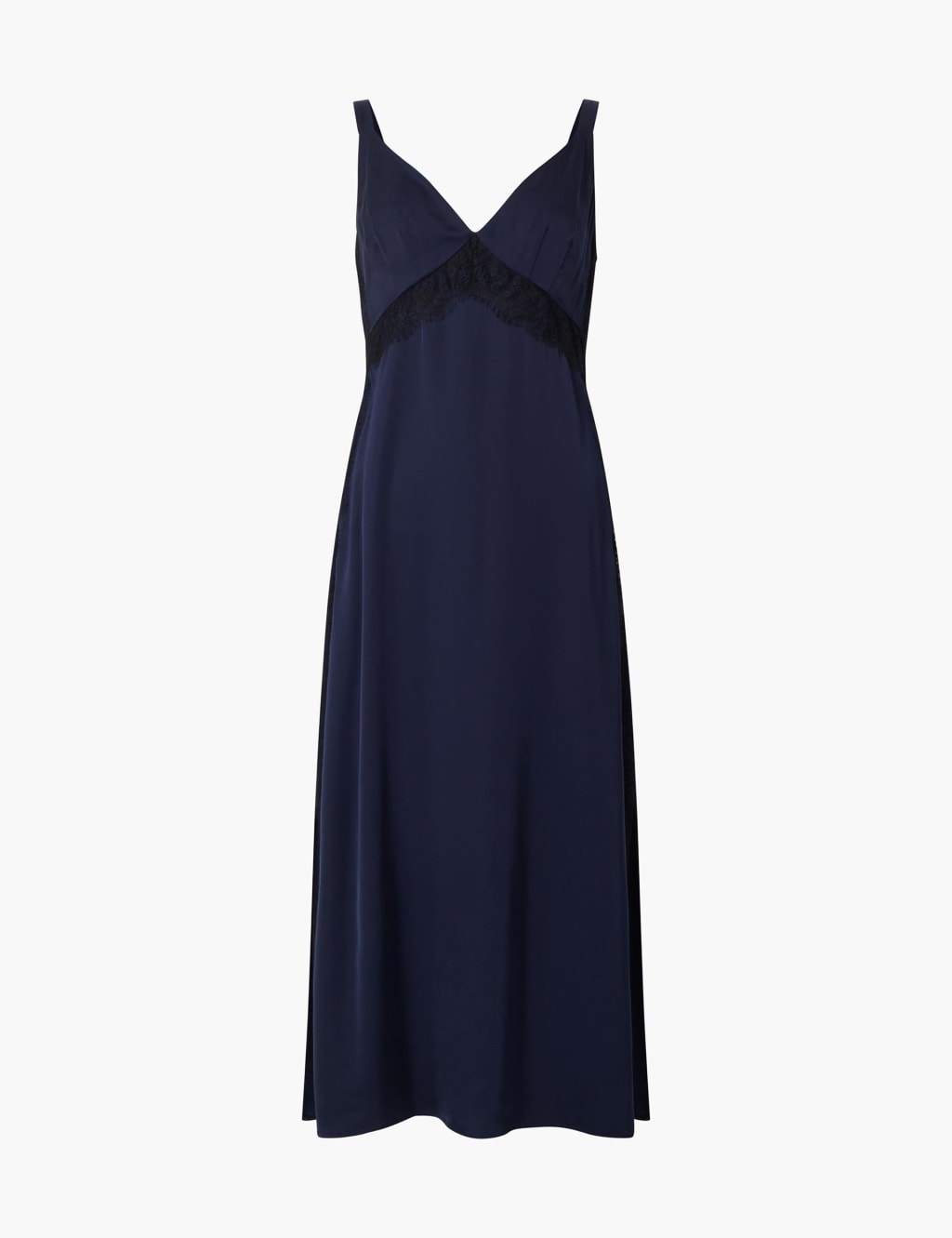Satin V-Neck Midi Slip Dress 2 of 4