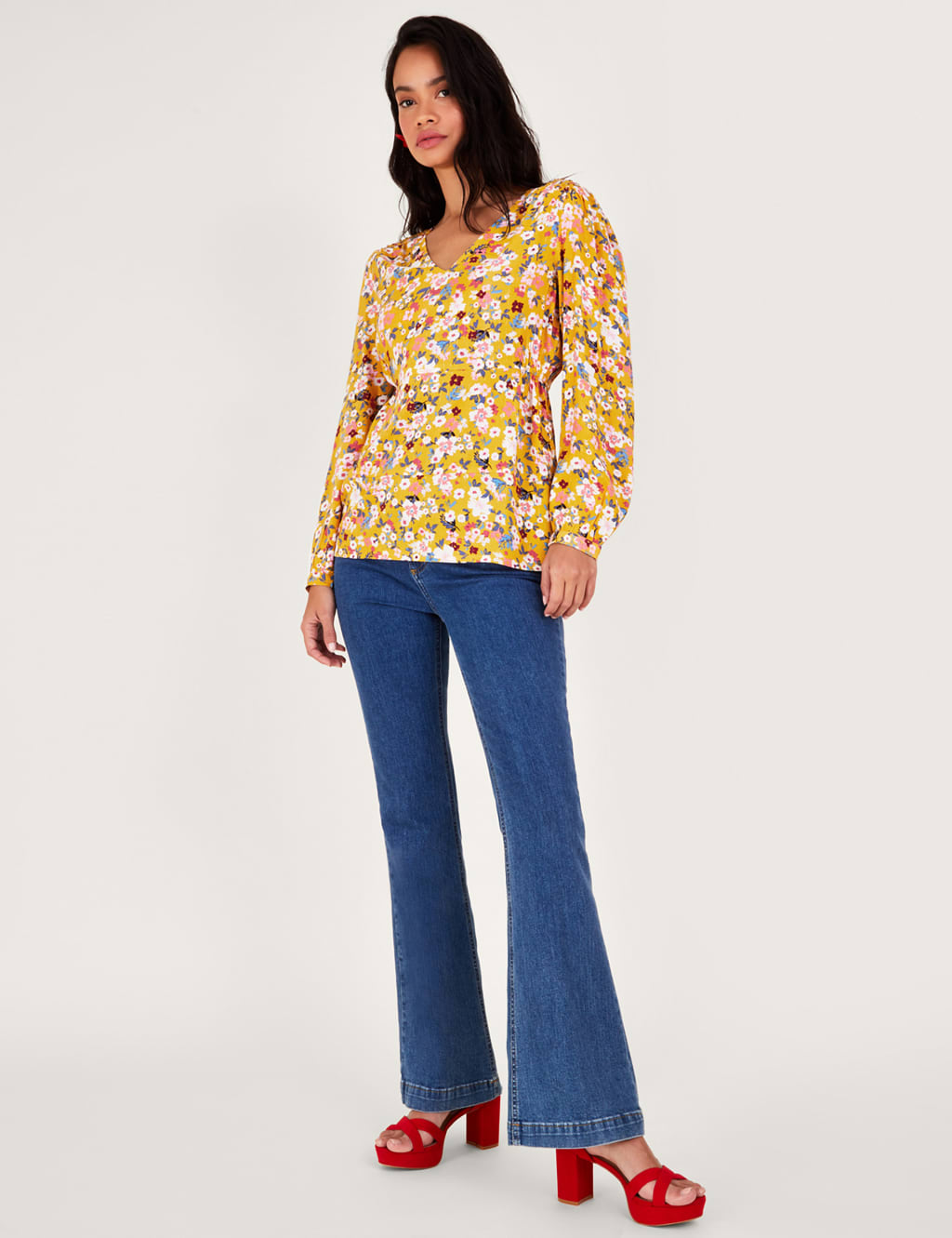 Ditsy Floral Smocked Detail Top 3 of 5