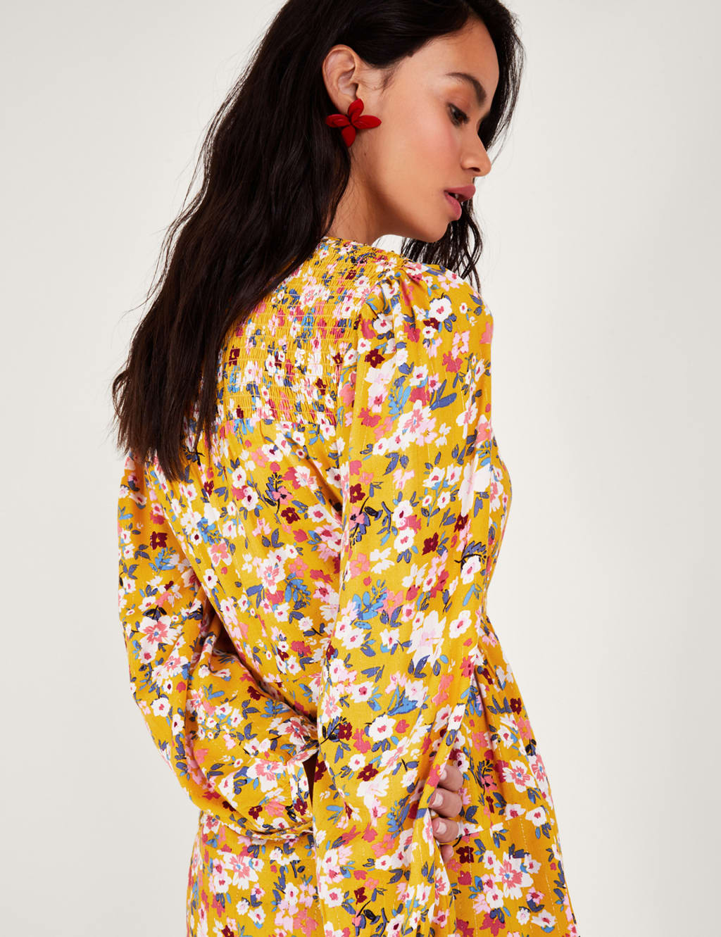 Ditsy Floral Smocked Detail Top 5 of 5