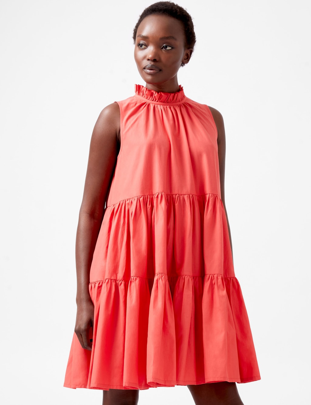 High neck cotton dress clearance