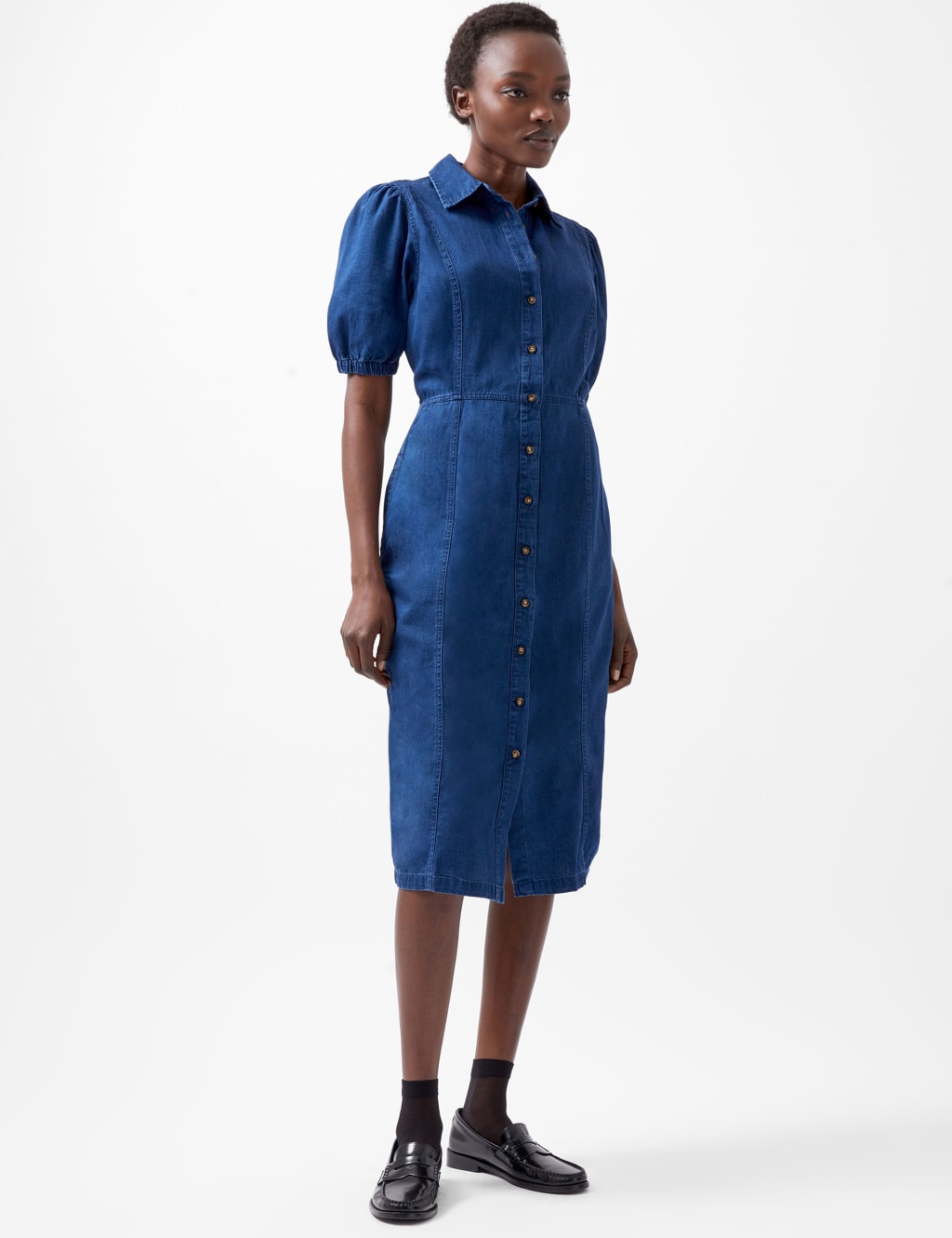 Pure Cotton Collared Midi Shirt Dress