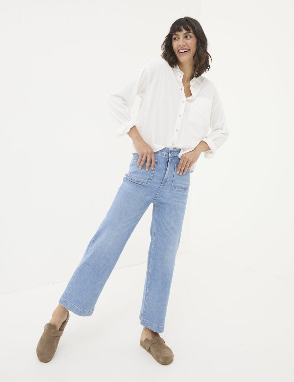 Wide leg ankle grazer jeans top