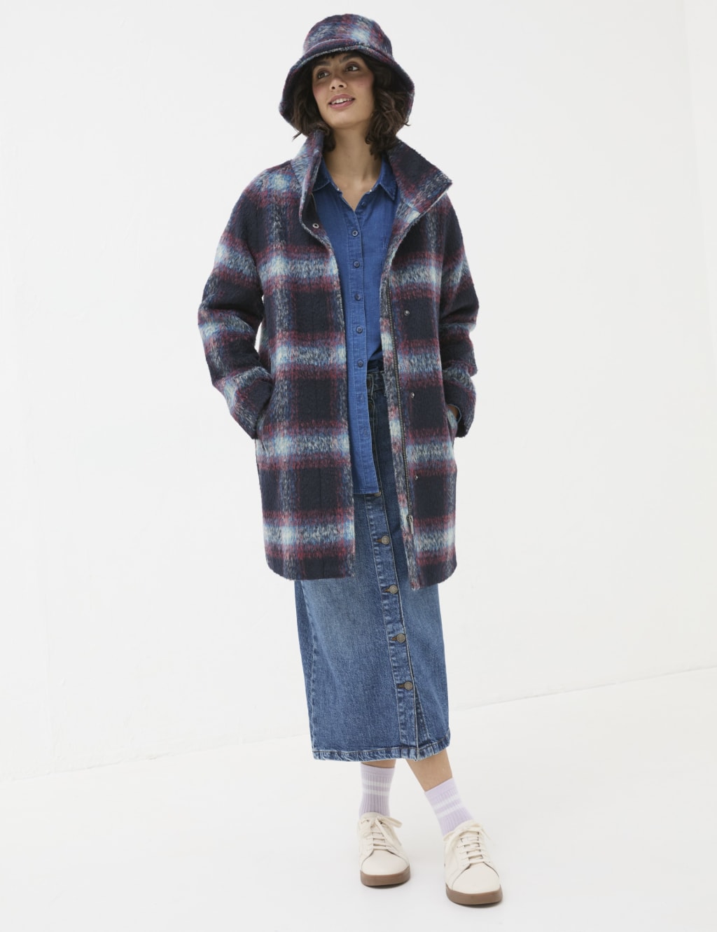 Plaid oversized coat deals