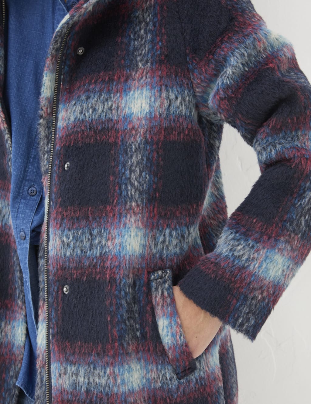 Wool Blend Checked Tailored Coat FatFace M S