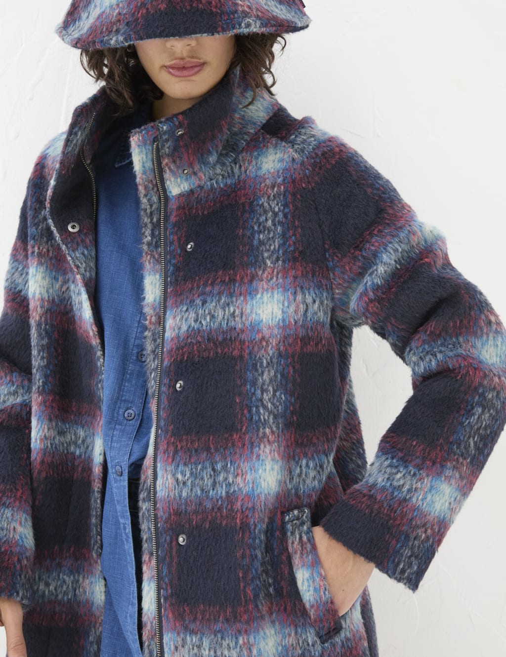 Wool Blend Checked Tailored Coat FatFace M S