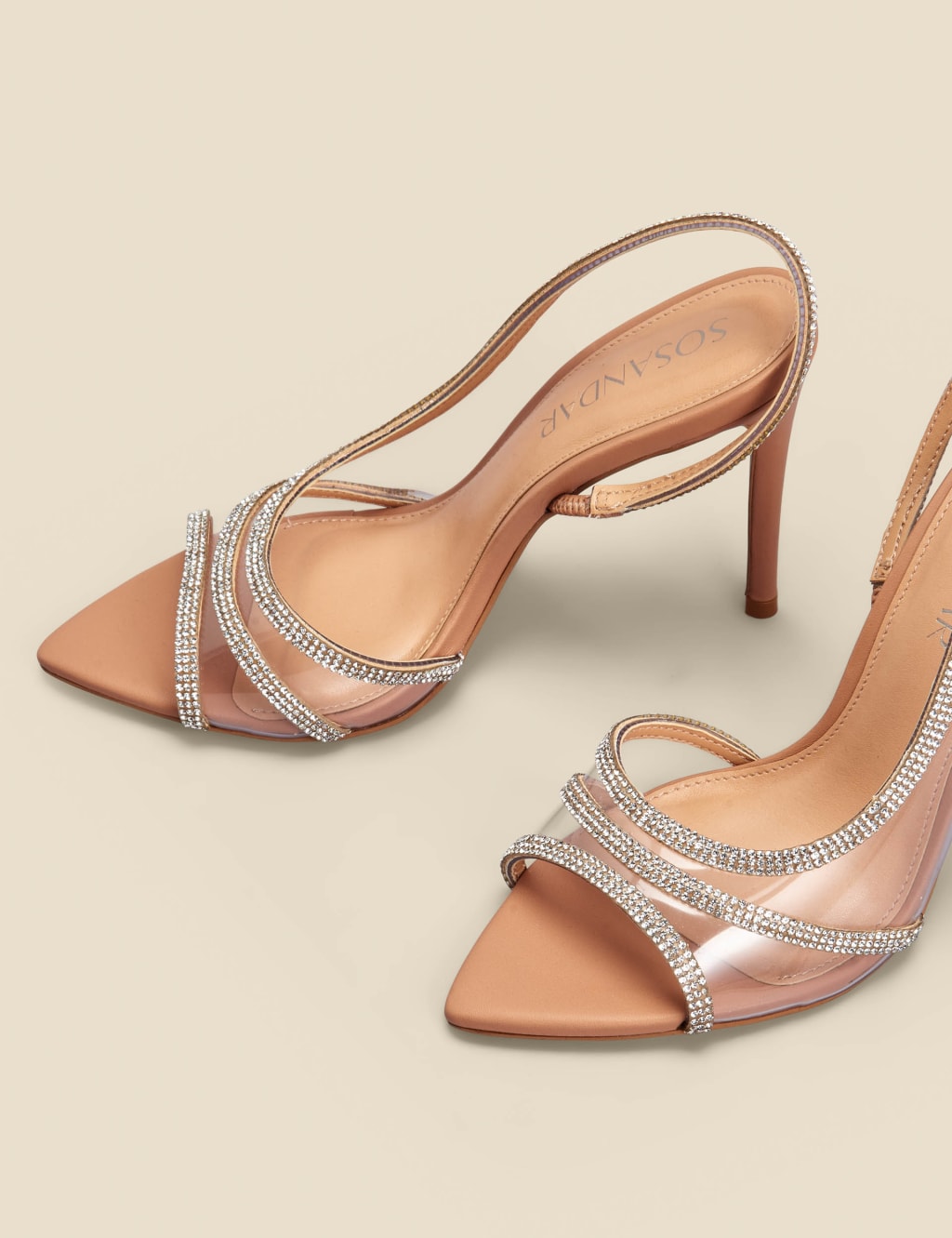 Sparkle Stiletto Heel Pointed Sandals SOSANDAR M S