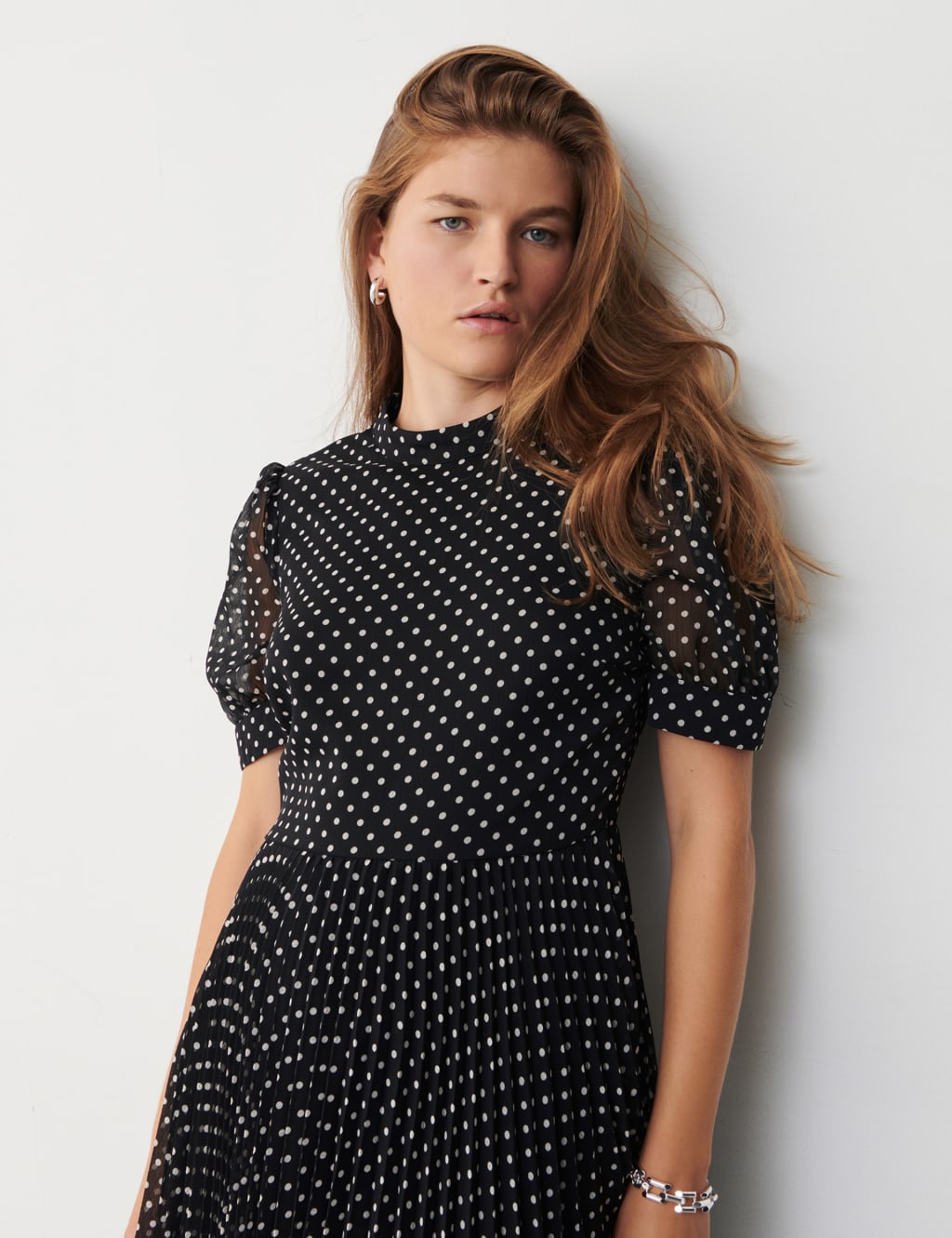 Poka Dot Midi Waisted Dress Finery London M S