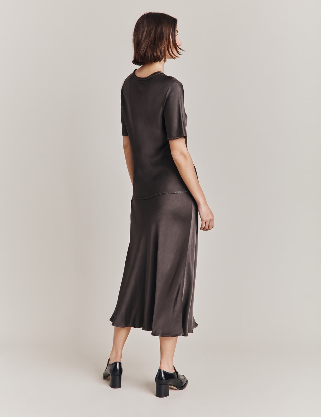 Satin Short Sleeve Top with Front Twist main image 0