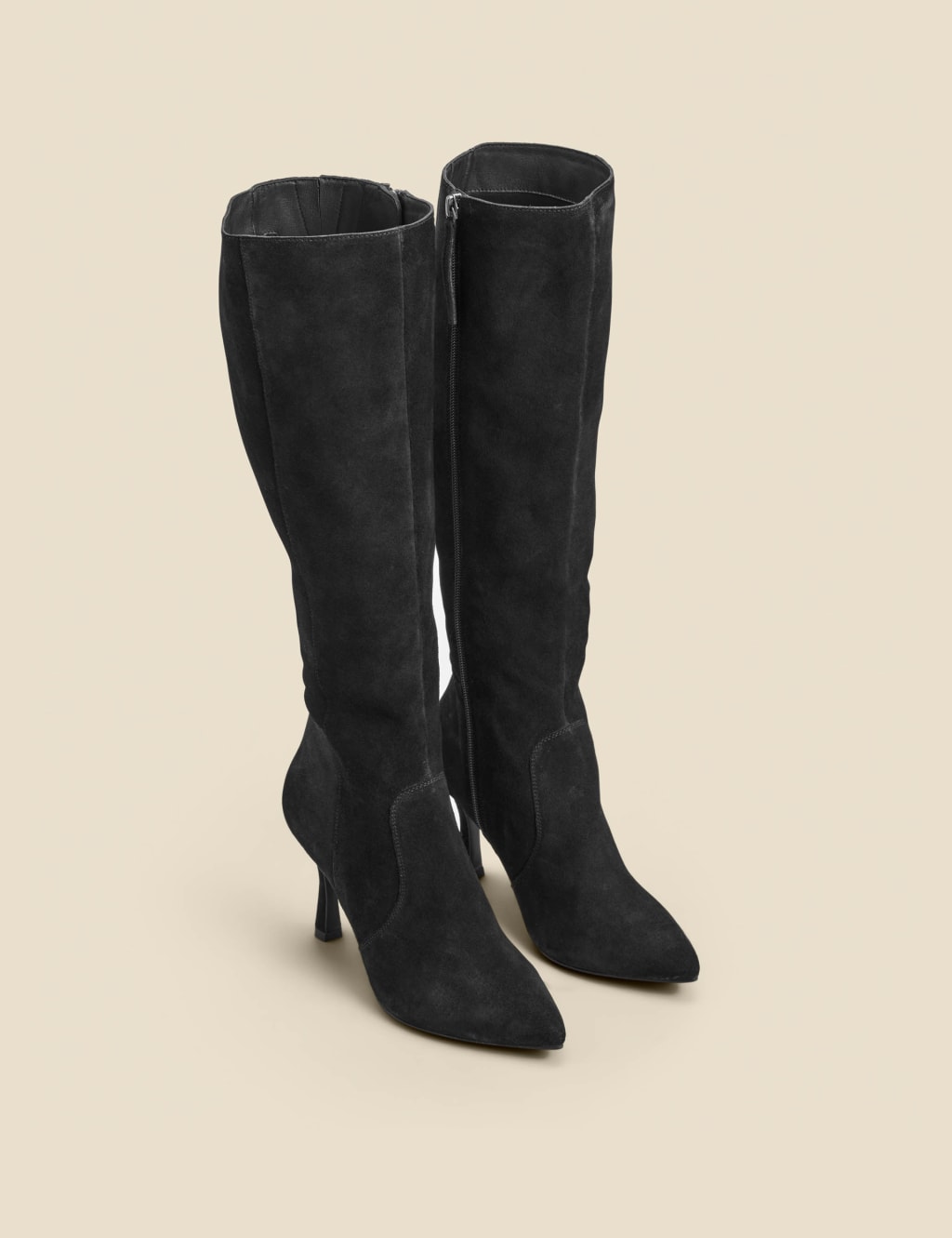 Suede Stiletto Heel Pointed Knee High Boots 3 of 5