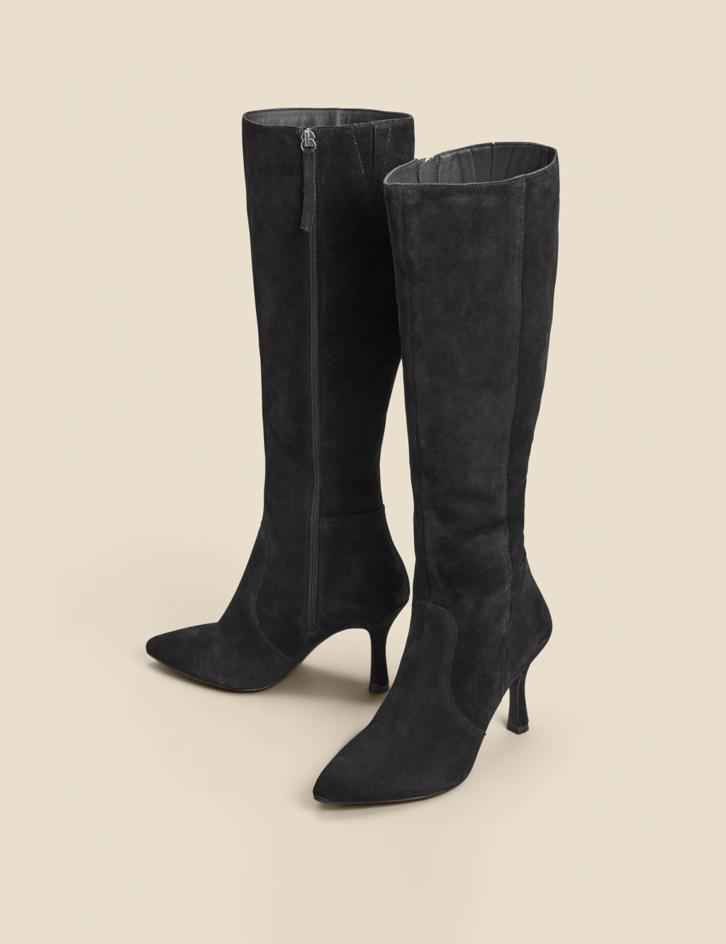 Suede Stiletto Heel Pointed Knee High Boots 4 of 5