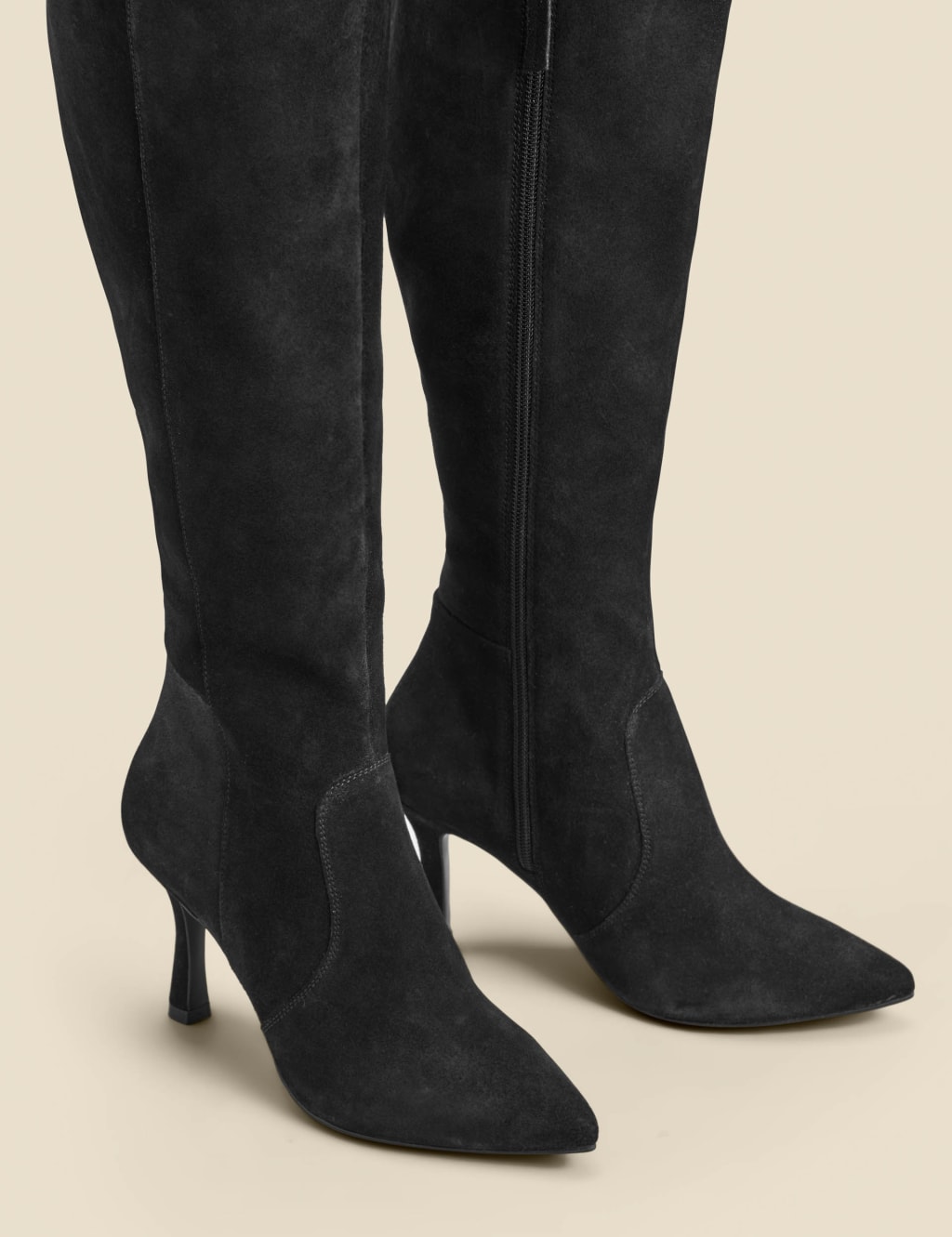 Suede Stiletto Heel Pointed Knee High Boots 5 of 5