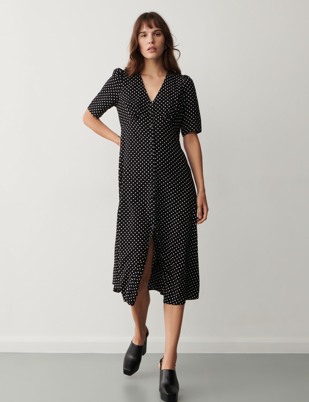 Polka dot dress puff sleeves best sale