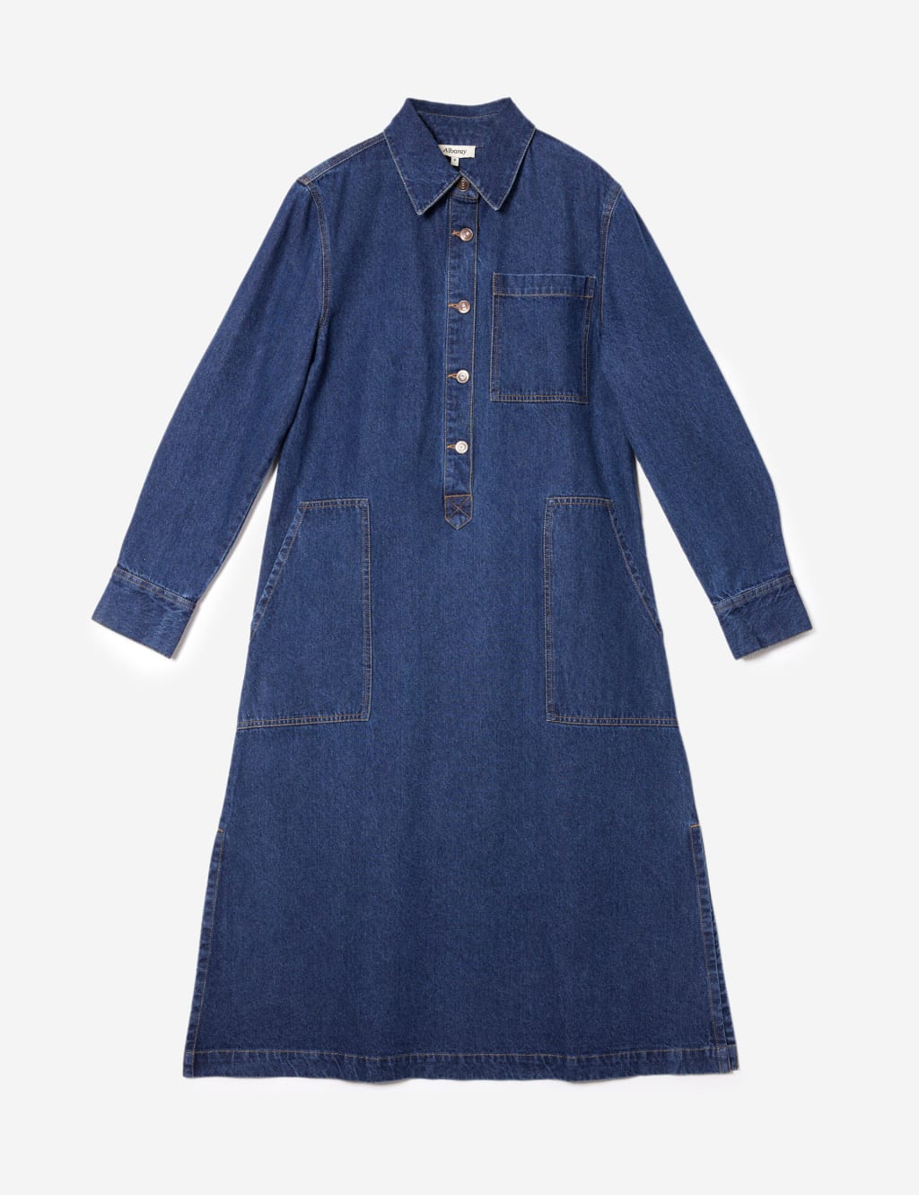 Denim Midi Shirt Dress Albaray M S