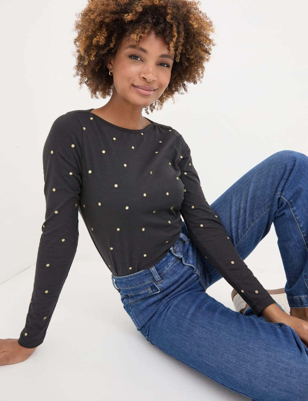 Sparkly Polka Dot Asymmetrical Top (XS/S)