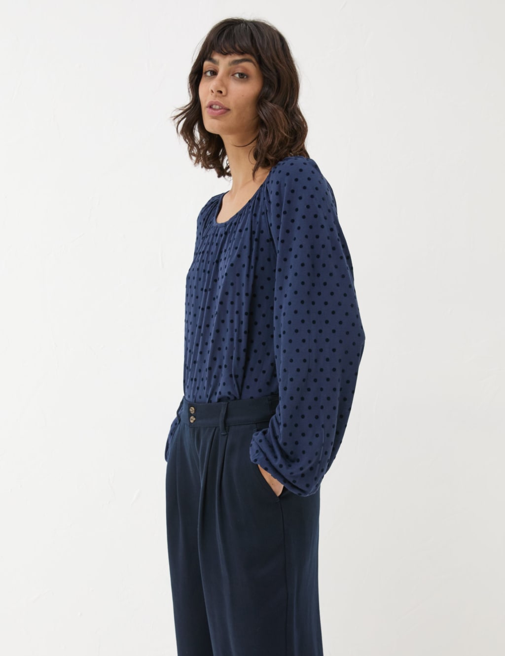 Polka Dot Scoop Neck Top 1 of 4
