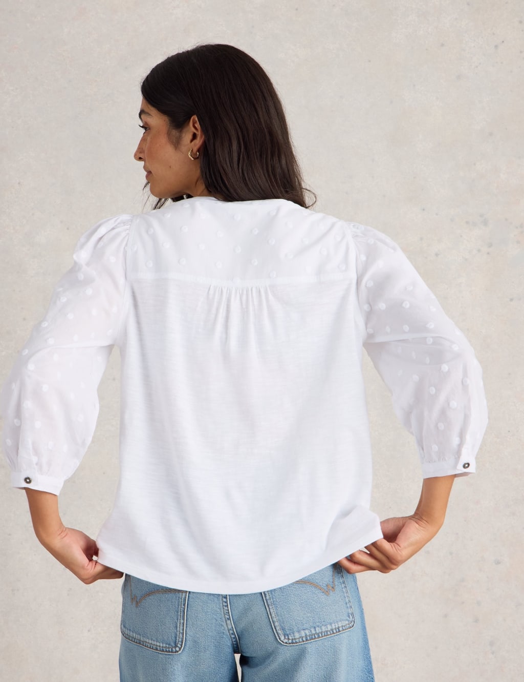 Cotton Modal Polka Dot Button Detail Blouse 4 of 6