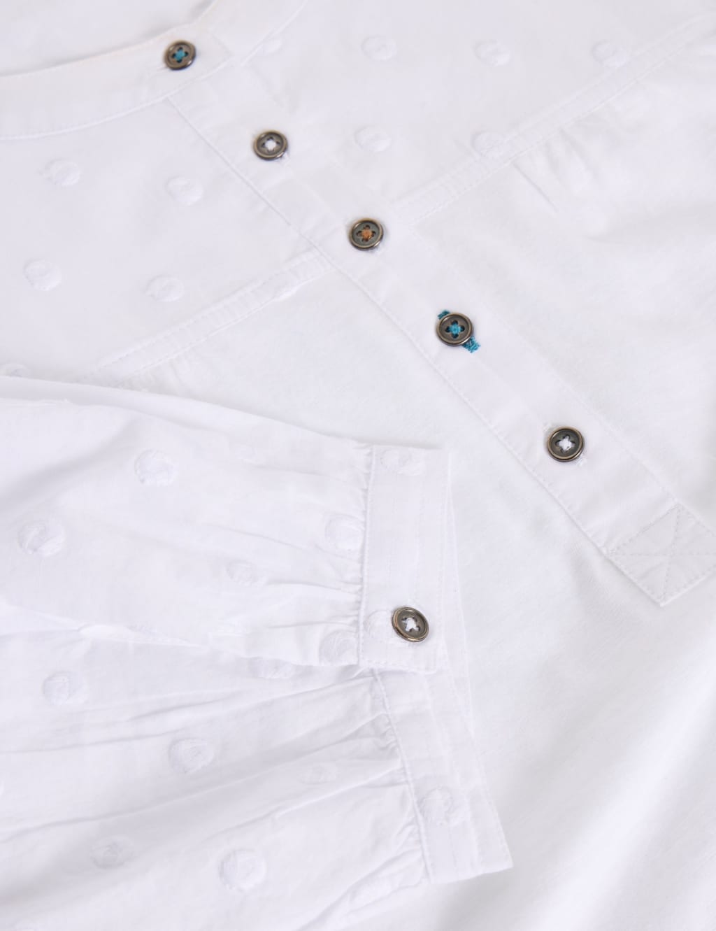 Cotton Modal Polka Dot Button Detail Blouse 6 of 6