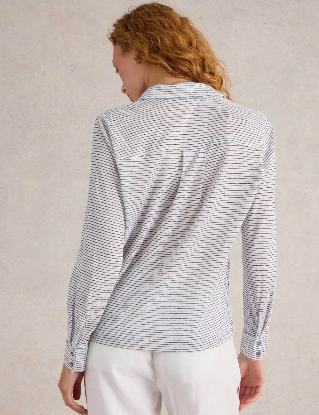 Pure Linen Striped Collared Shirt 4 of 6