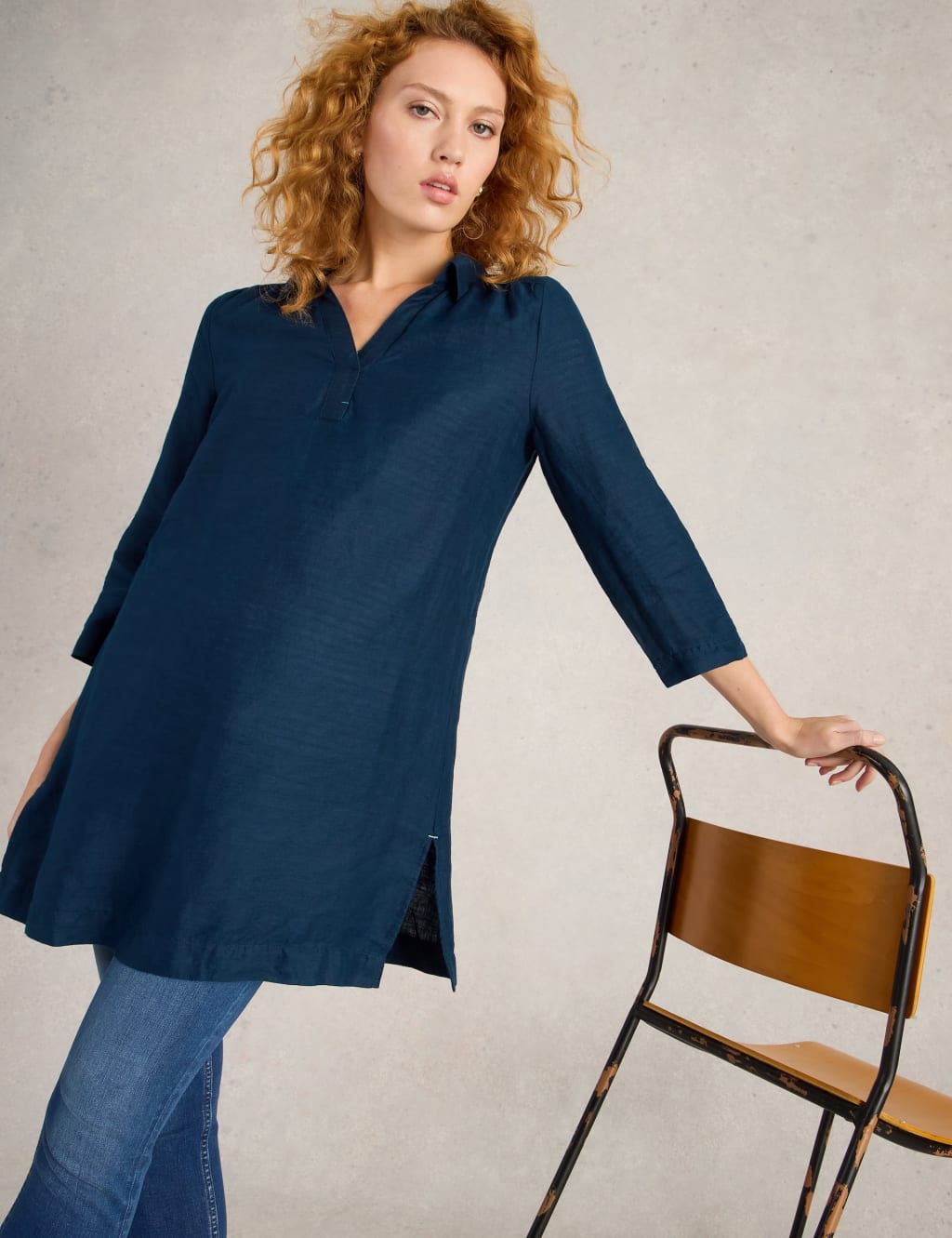 Pure Linen Printed Collared Tunic 3 of 6